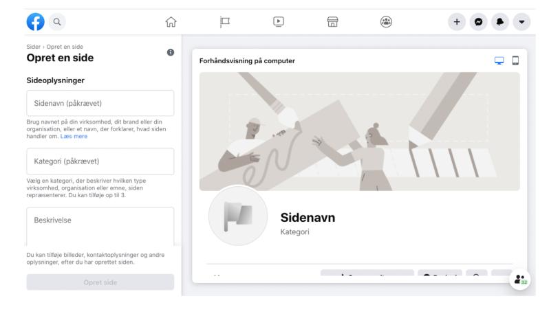 Facebook - Opret side