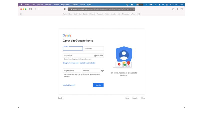 Google Konto oprettes her 3