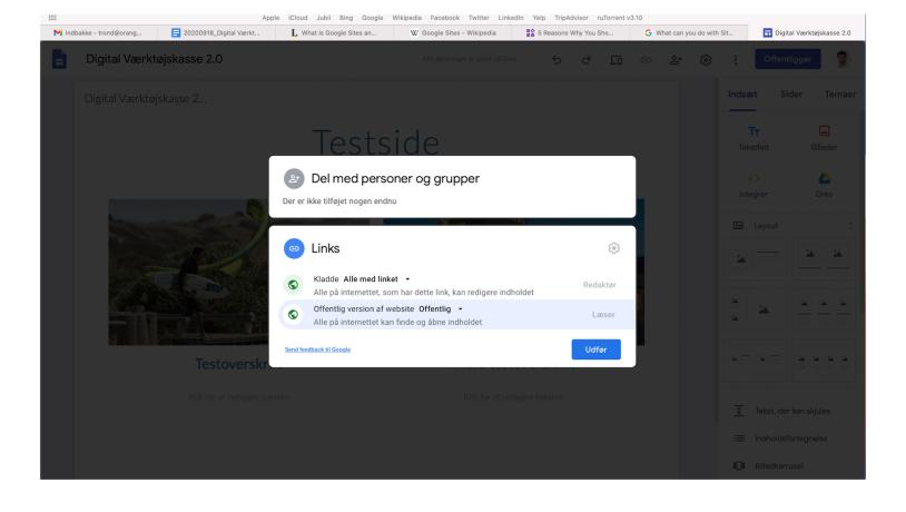 Google Sites - Offentliggør 