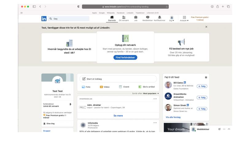 LinkedIn - Hovedside