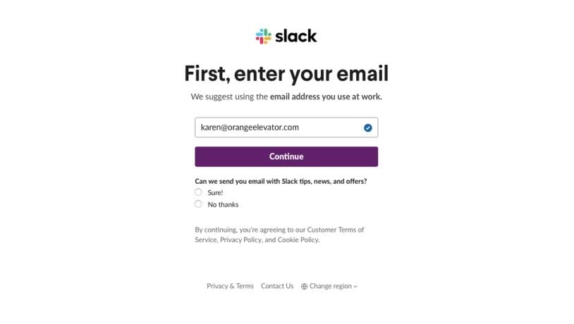 Slack - Opret konto