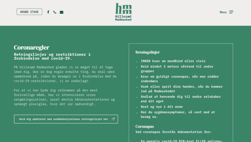 Hillerød Madmarked kommunikation retningslinjer corona